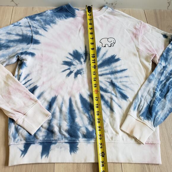 Ivory Ella Sweatshirt Womens XS Pastel Pink Blue Tie-Dye Organic Cotton Crewneck - Picture 4 of 8